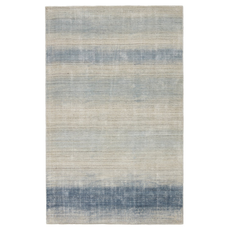 Handmade Blue Ombre Wool and Viscose Runner Rug 3' x 12'