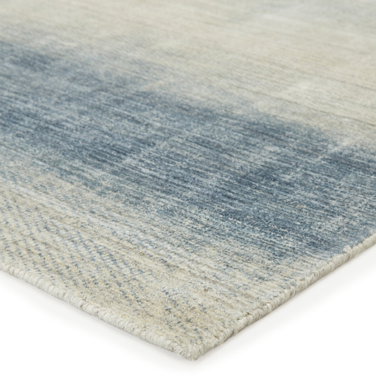 Handmade Blue Ombre Wool and Viscose Runner Rug 3' x 12'