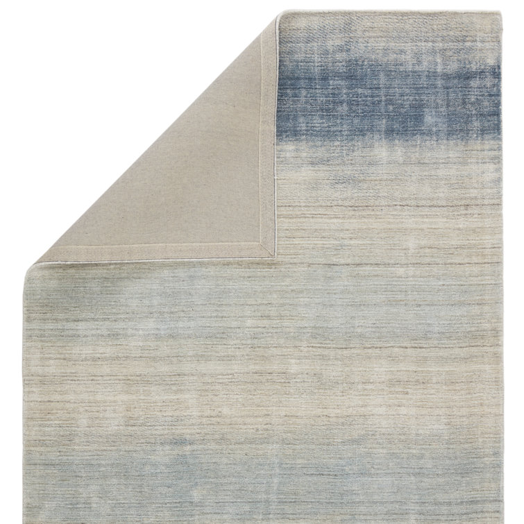 Handmade Blue Ombre Wool and Viscose Runner Rug 3' x 12'