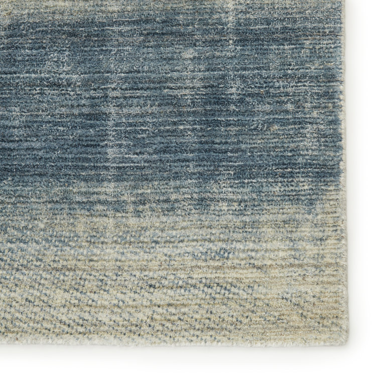 Handmade Blue Ombre Wool and Viscose Runner Rug 3' x 12'