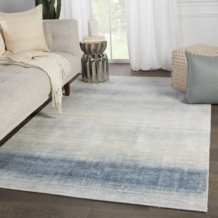 Serene Blue Ombre Hand-Loomed Wool & Viscose 6' x 9' Area Rug