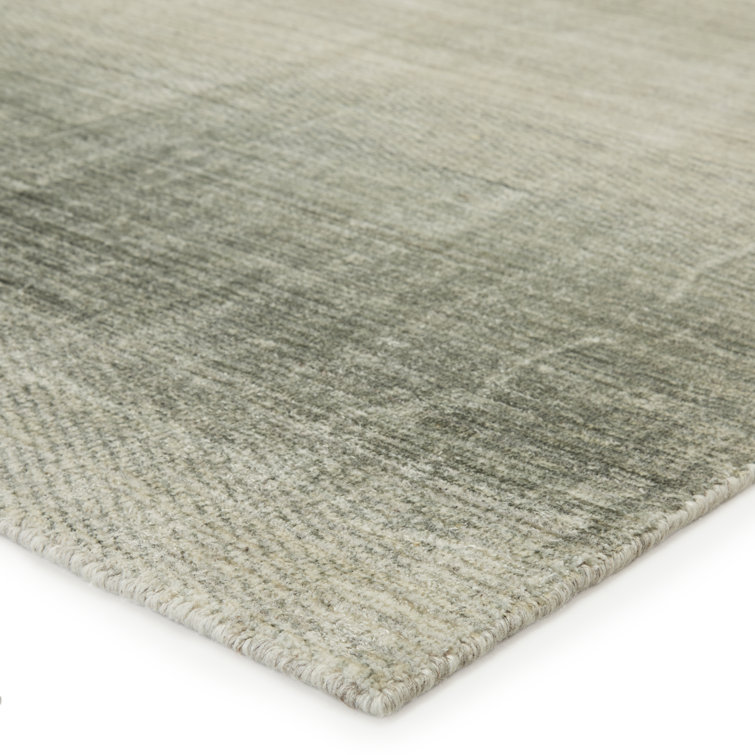 Gray Ombre Design Handmade Wool and Viscose 10' x 14' Rug