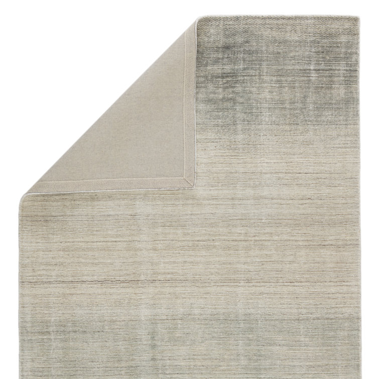 Gray Ombre Design Handmade Wool and Viscose 10' x 14' Rug