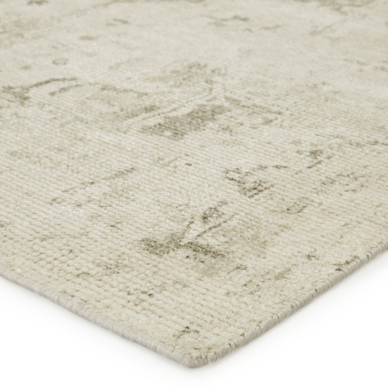 Ivory Hand-Knotted Viscose Medallion Rug, 10' x 14'