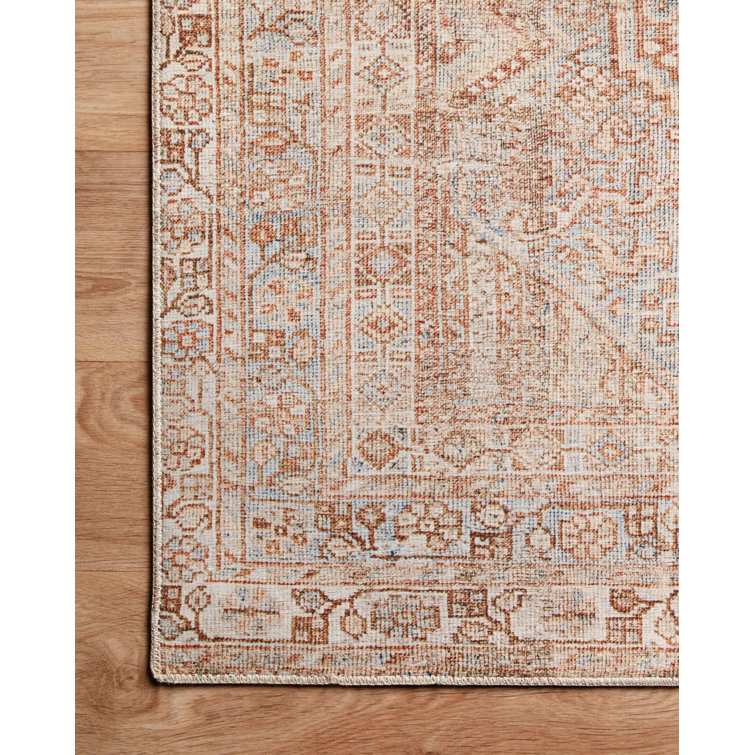 Elegant Blue 36"x24" Synthetic Rectangular Easy-Care Rug