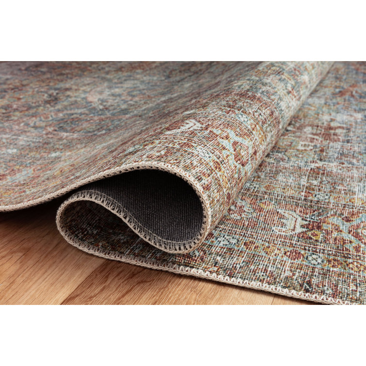 Jules Red Synthetic Stain-Resistant Low-Pile Runner Rug