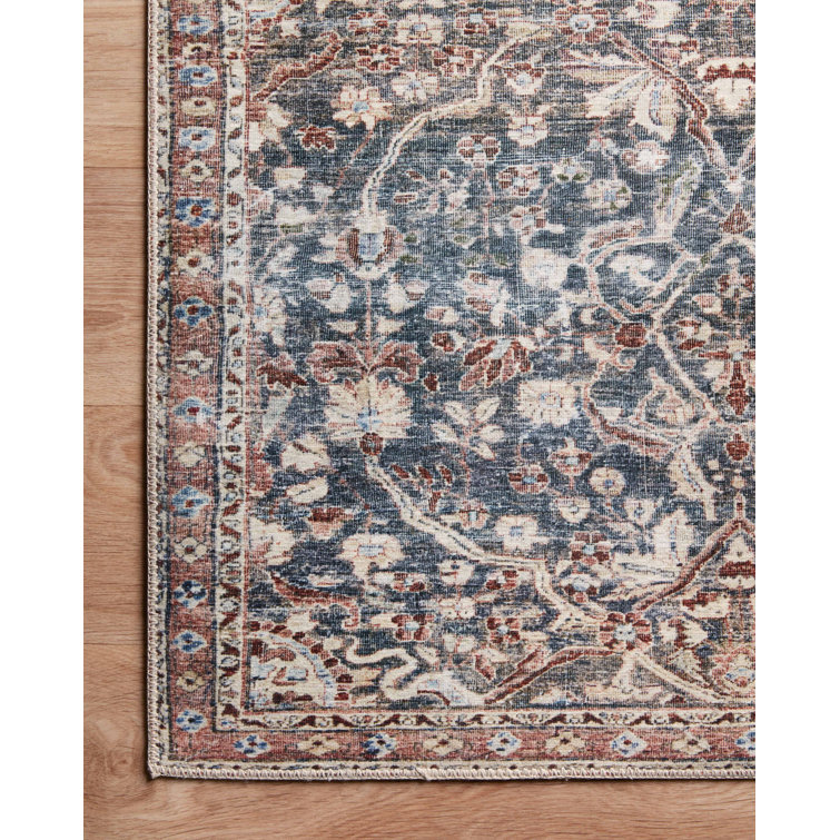 Elegant Denim Blue 7'6" x 9'6" Synthetic Rectangular Area Rug