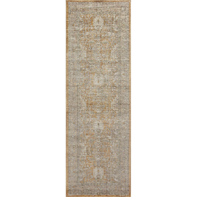 Rosemarie Gold and Sand Synthetic Runner Rug