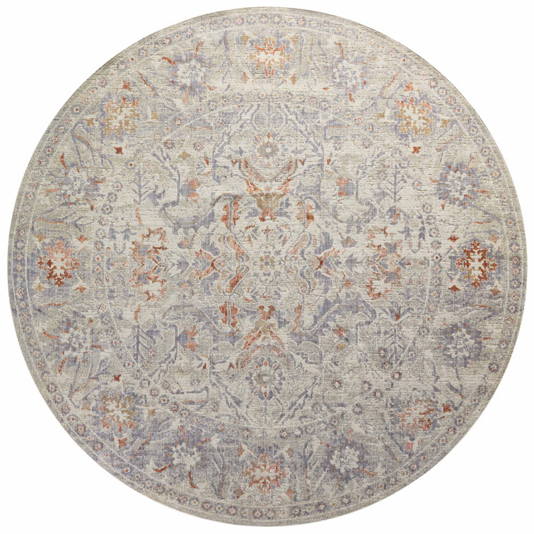 Rosemarie Oatmeal Lavender 7'-9" Round Synthetic Area Rug