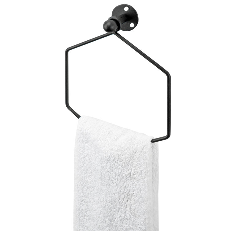 Matte Black Hexagon Wall Mounted Metal Towel Ring