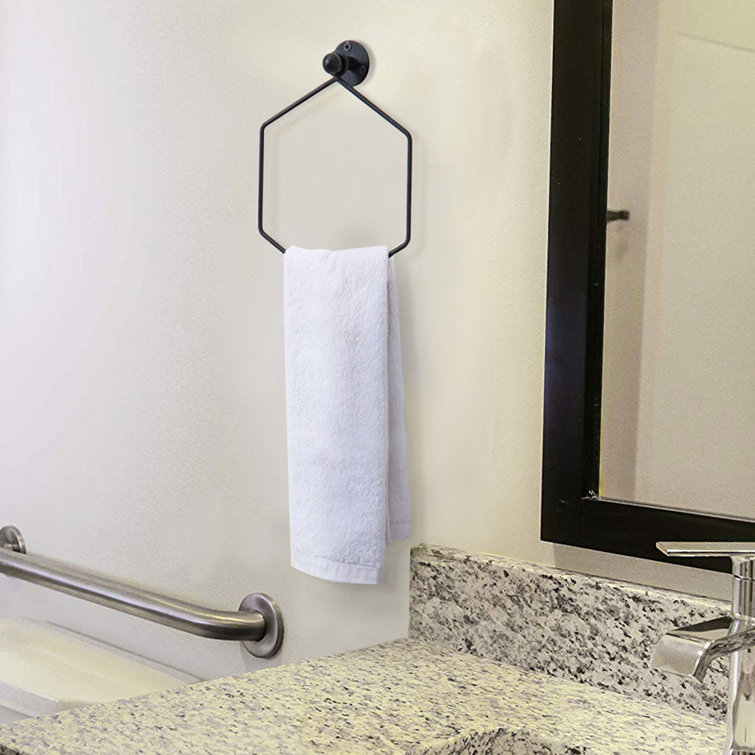 Matte Black Hexagon Wall Mounted Metal Towel Ring