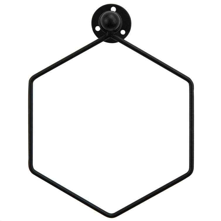 Matte Black Hexagon Wall Mounted Metal Towel Ring
