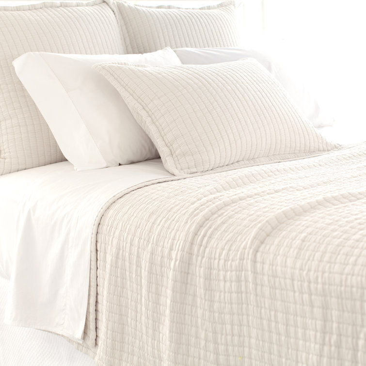 Ivory Ribbed Weave Twin Coverlet