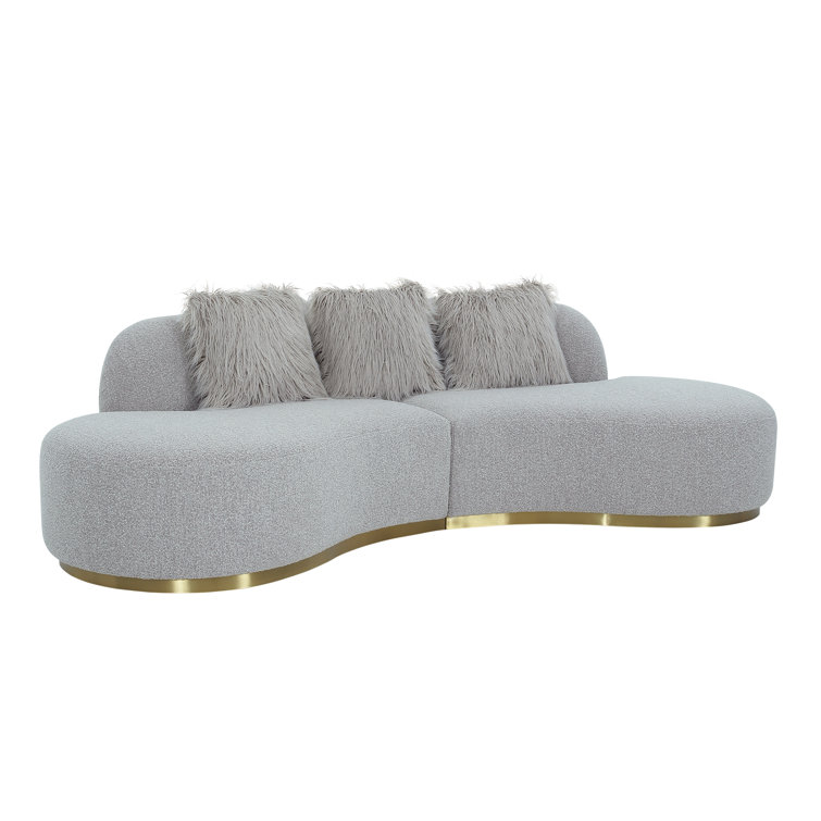 Simona 110" Gray Fabric and Wood Track Arm Sofa