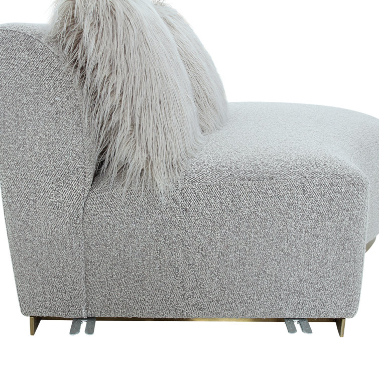 Simona 110" Gray Fabric and Wood Track Arm Sofa