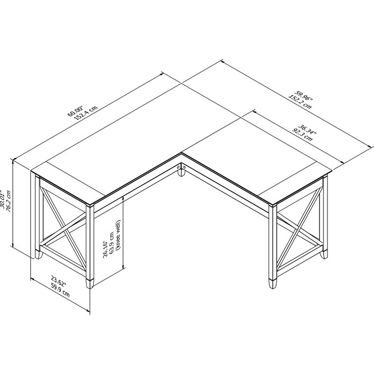 Bing Cherry Wood Composite 60" Corner Desk with Drawer
