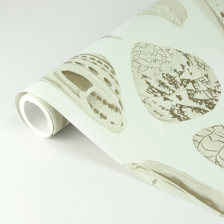 Cream and Off-White Vinyl Seashell Self-Adhesive Wallpaper Roll