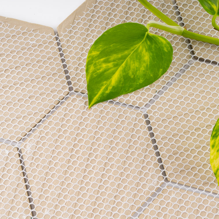 Green Hexagon Satin Porcelain Mosaic Tile Sheet