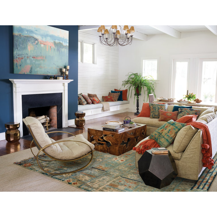 Wellspring Abstract Blue Hand-Knotted Jute Rug 5' x 8'