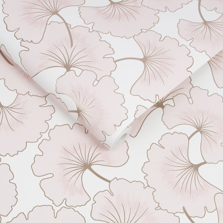 Begonia Pink and White Floral Non-pasted Wallpaper