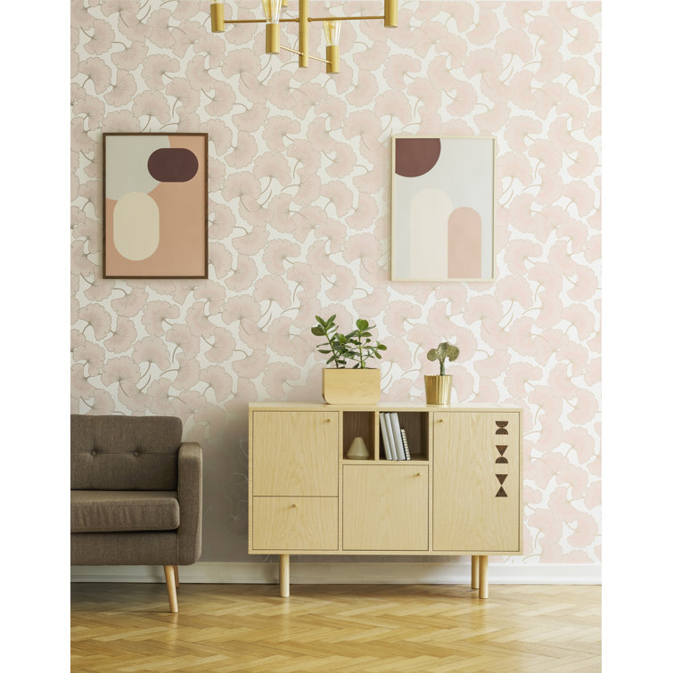 Begonia Pink and White Floral Non-pasted Wallpaper