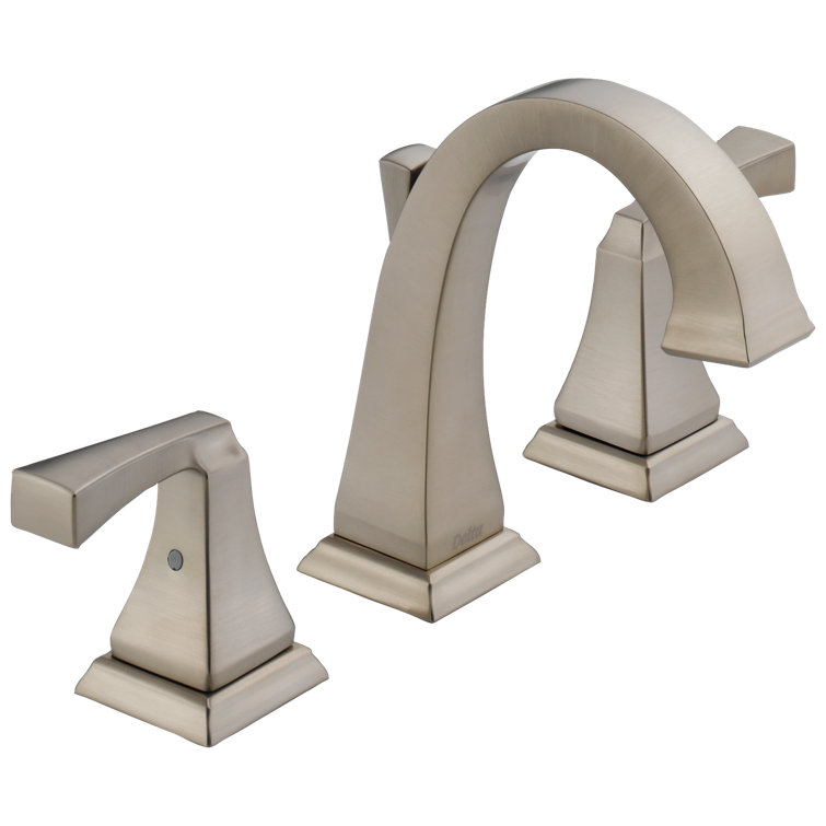 Modern Art Deco Inspired Stainless Steel Widespread Bathroom Faucet
