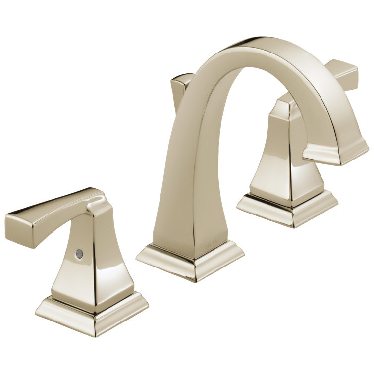 Modern Art Deco Inspired Polished Nickel Widespread Bathroom Faucet