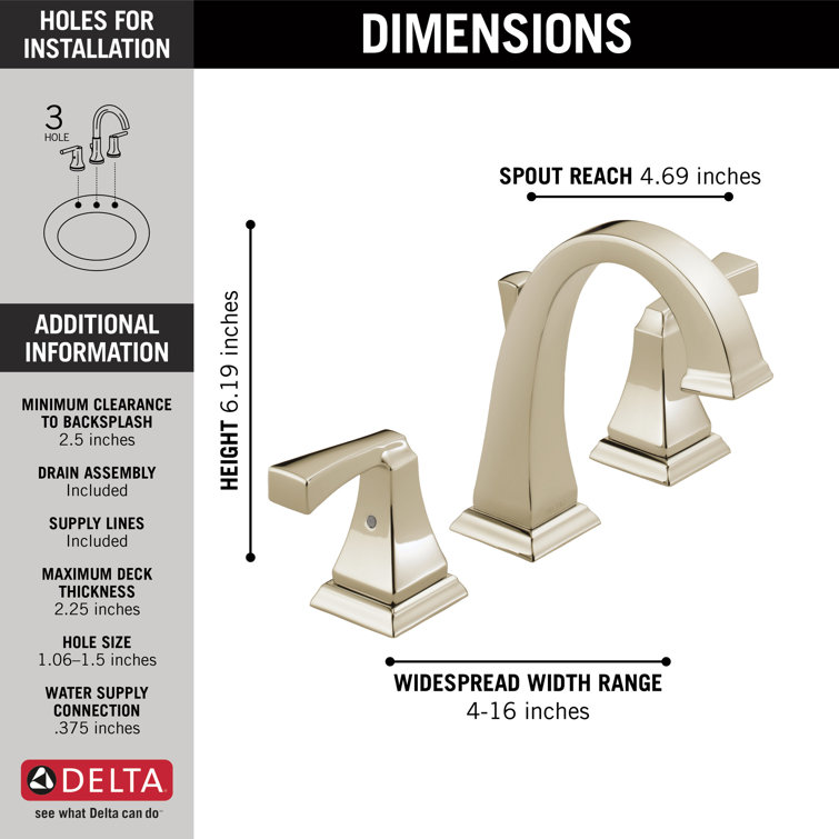 Modern Art Deco Inspired Polished Nickel Widespread Bathroom Faucet