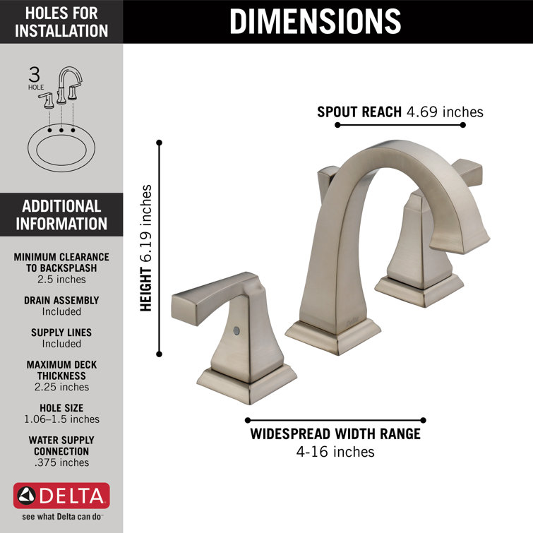 Stainless Steel Widespread Bathroom Faucet with Drain Assembly