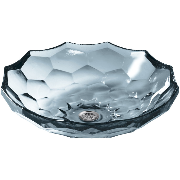 Translucent Dusk Faceted Glass Above-Counter Vessel Sink