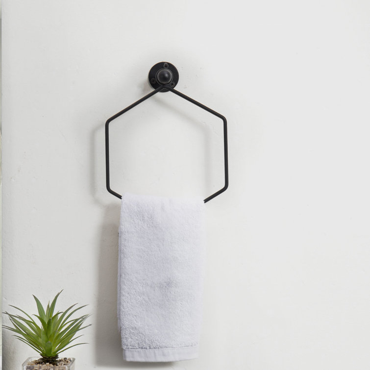 Matte Black Hexagon Wall Mounted Metal Towel Ring