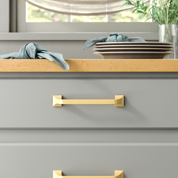 Brushed Golden Brass Modern Farmhouse Cabinet Handles, 5-1/16"