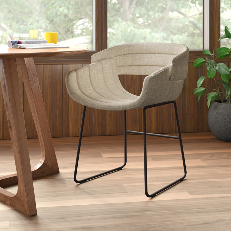 Tait Stone Textured Upholstered Dining Chair with Black Steel Legs