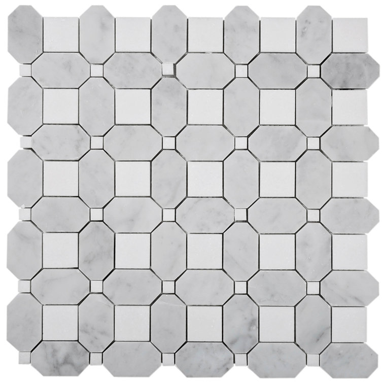 White Polished Mosaic Wall & Floor Tile 12.2" x 12.2"