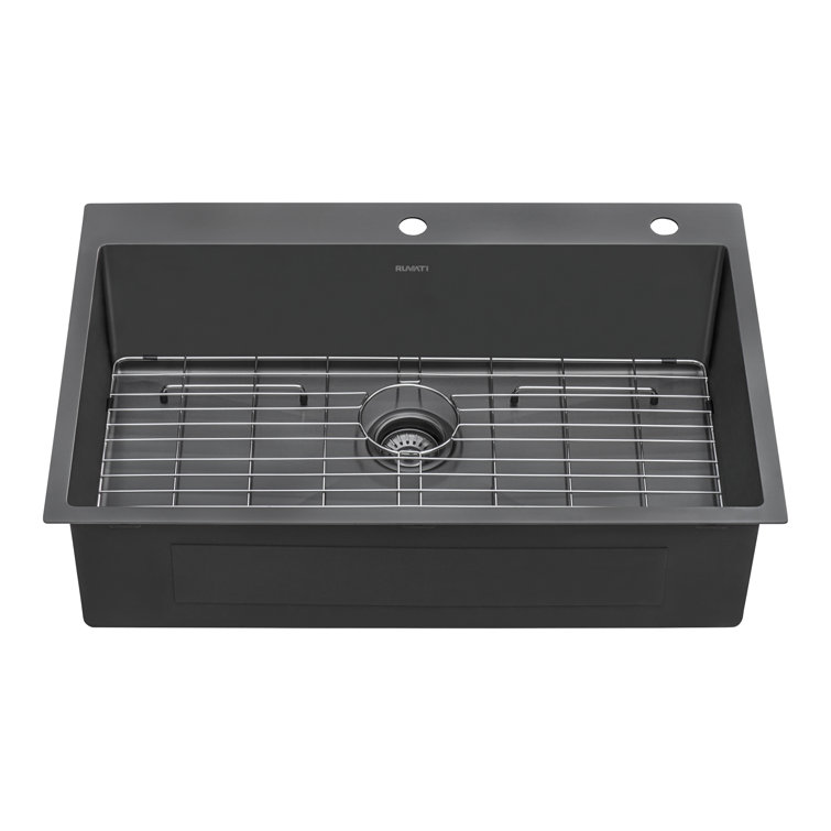 Ruvati 33" Black Stainless Steel Single Bowl Farmhouse Sink