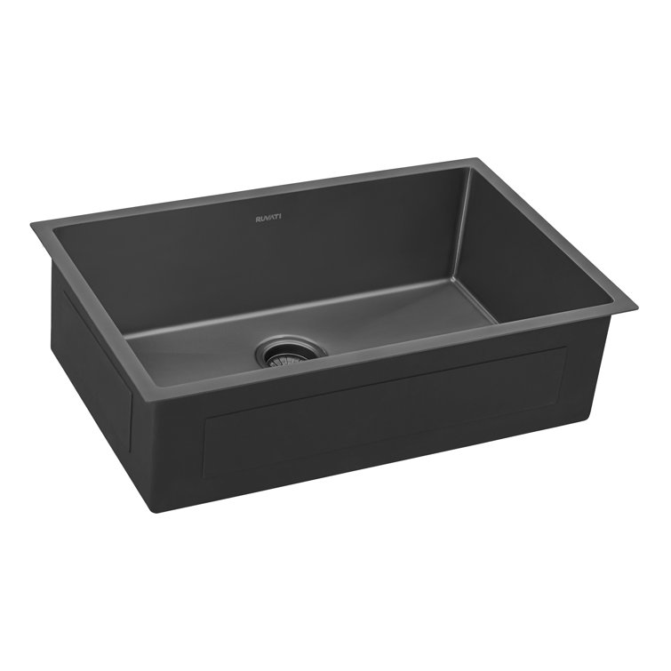 Ruvati 35-Inch Matte Black Stainless Steel Single Bowl Kitchen Sink