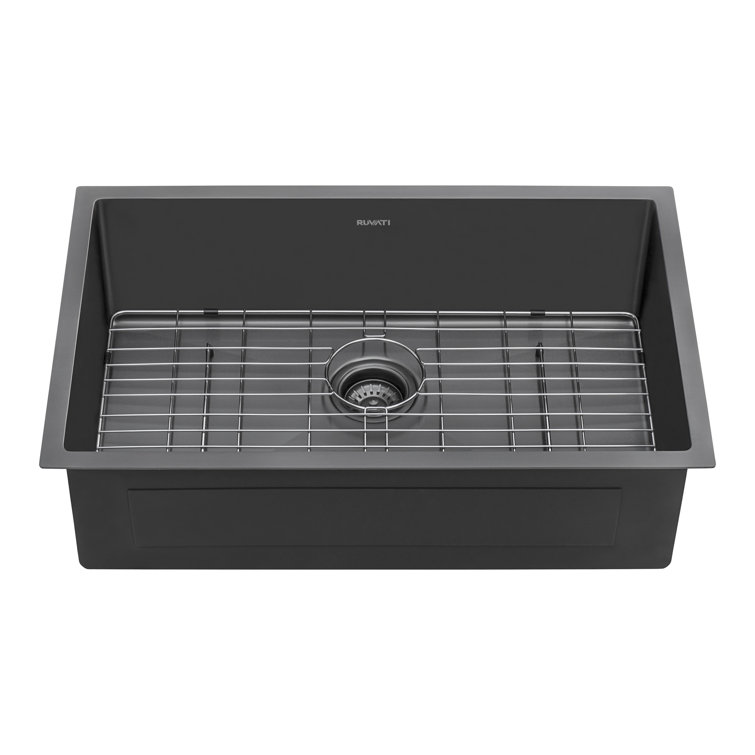 Ruvati 35-Inch Matte Black Stainless Steel Single Bowl Kitchen Sink