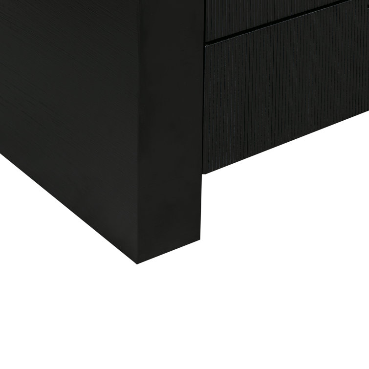 Modern Acacia and Black MDF 6-Drawer Dresser with Soft Close