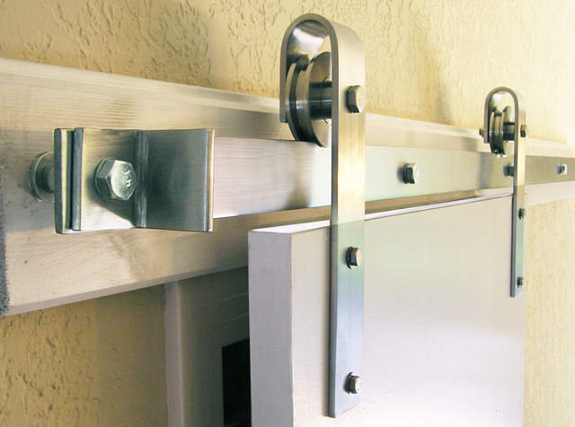 Black Square End Rolling Barn Door Hardware Kit with 60" Track