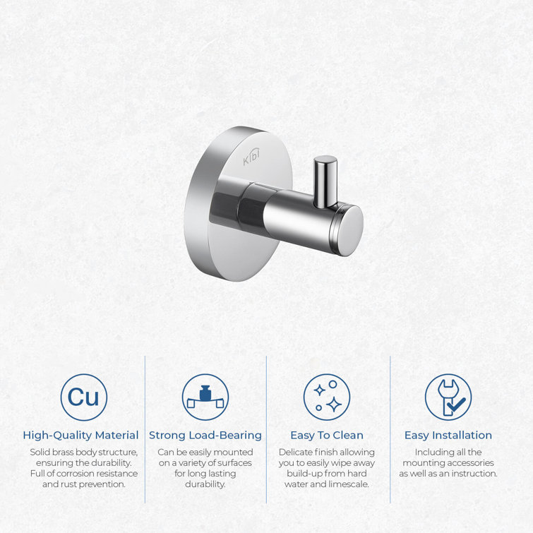 Chrome Circular Wall Mounted Brass Robe Hook