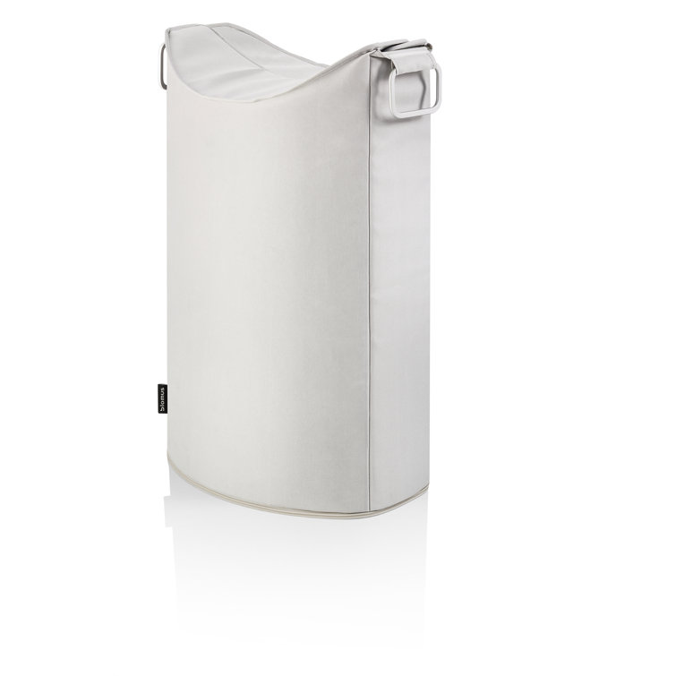 Modern Oval Sand Collapsible Laundry Hamper with Lid