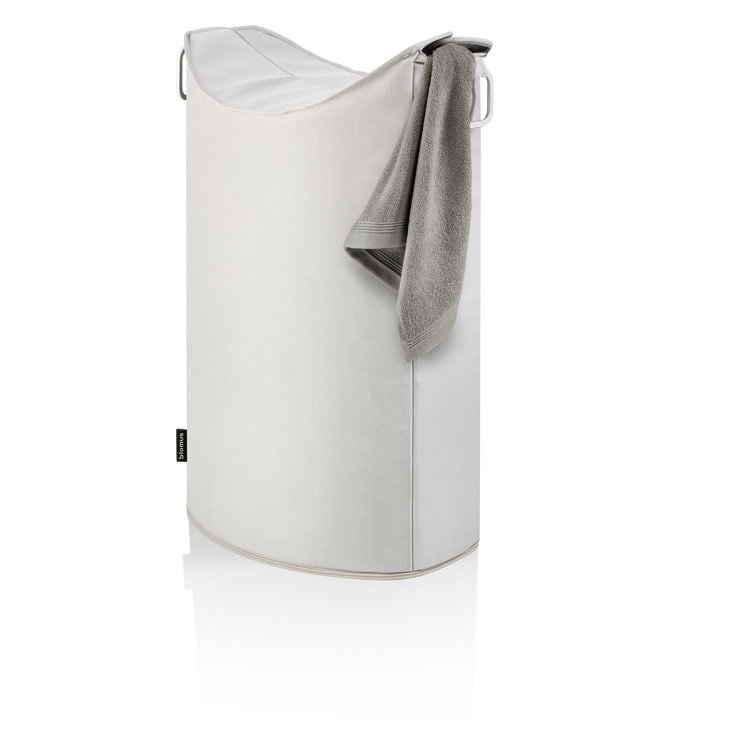 Modern Oval Sand Collapsible Laundry Hamper with Lid