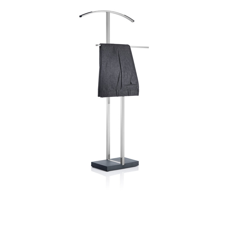 Menoto Polished Stainless Steel Freestanding Valet Stand with Black Base