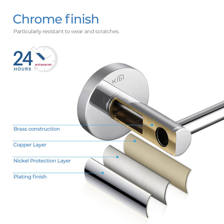 Chrome 24'' Wall Mounted Single Towel Bar