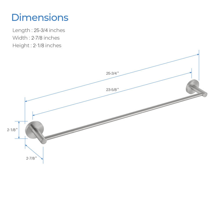 Brushed Nickel 24'' Wall Mounted Towel Bar