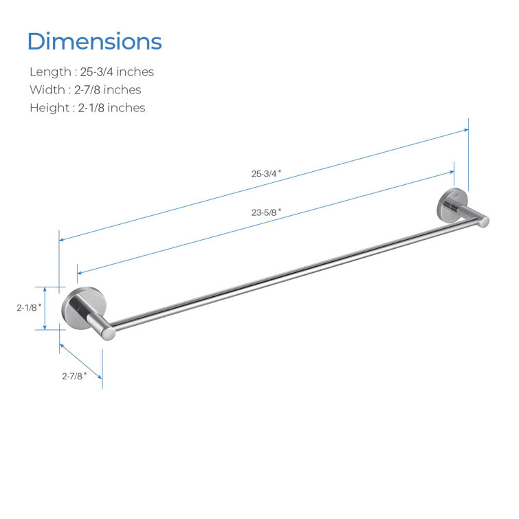 Chrome 24'' Wall Mounted Single Towel Bar