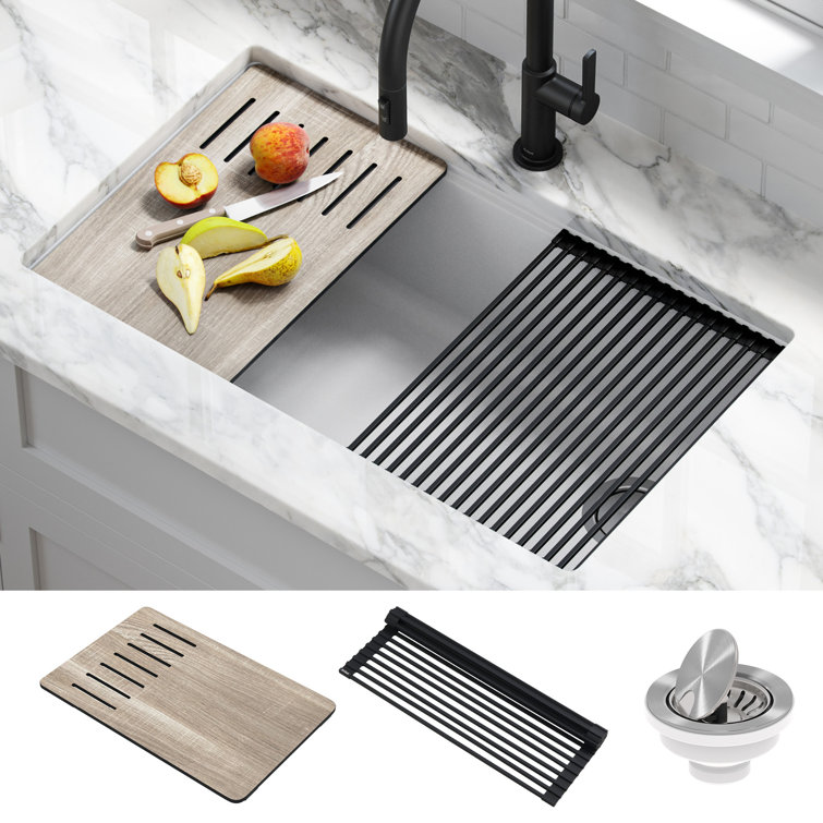 Bellucci White Quartz Composite Undermount Kitchen Sink with Accessories