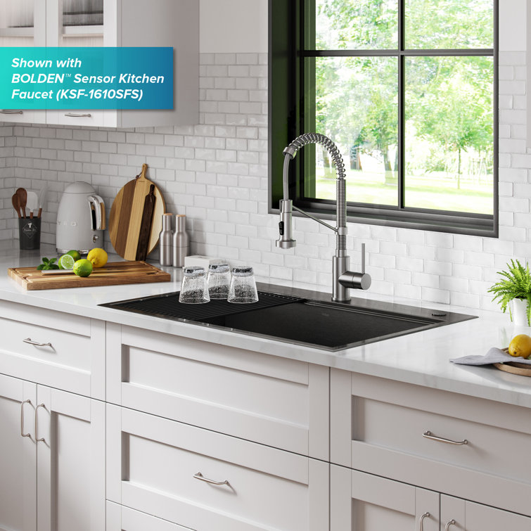 Kore 33" Black Stainless Steel Drop-In Single Bowl Kitchen Sink