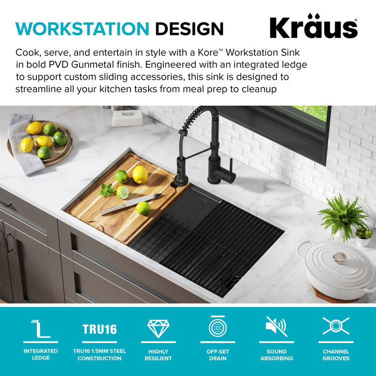 32-inch Black Stainless Steel Undermount Kitchen Sink with Accessories