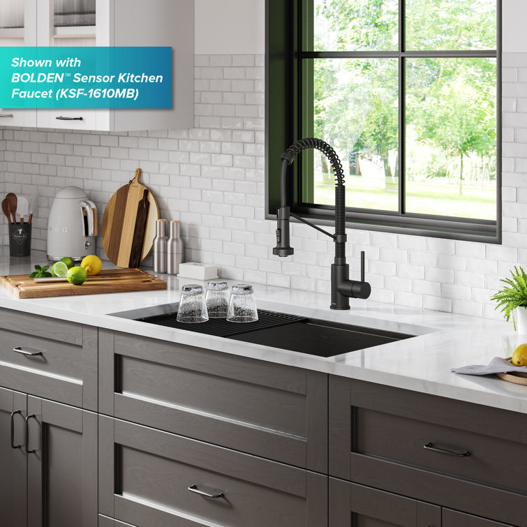 32-inch Black Stainless Steel Undermount Kitchen Sink with Accessories